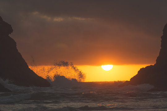 Rocky Pacific Coastline at Sunset