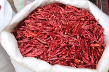 Dried Spicy Peppers in Xining Qinghai China Asia