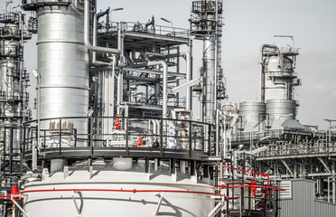 Industrial zone,The equipment of oil refining,Close-up of industrial pipelines of an oil-refinery...