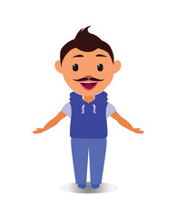 Happy, Smiling and Laughing Avatar of Cartoon Character in Flat Vector - Use as Emoji, Mascot or Emoticon Young Male Illustration Isolated on White Background