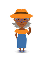 Happy, Smiling and Laughing Avatar of Cartoon Character in Flat Vector - Use as Emoji, Mascot or Emoticon Old Woman Illustration Isolated on White Background