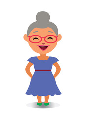 Happy, Smiling and Laughing Avatar of Cartoon Character in Flat Vector - Use as Emoji, Mascot or Emoticon Middle-Age Female Illustration Isolated on White Background