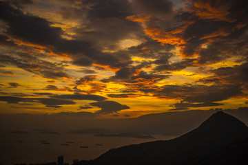 Sunset over Hong Kong Islands