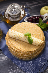 A lot of homemade crepes