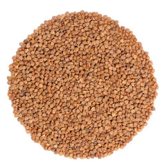Pile of Buckwheat Isolated on White Background (Top View)