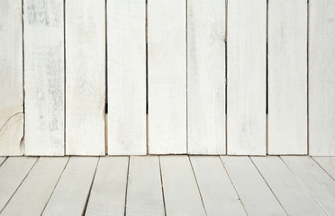 Wooden texture background. white wood wall and floor