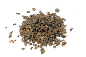 Green Tea Leaves Isolated on White Background