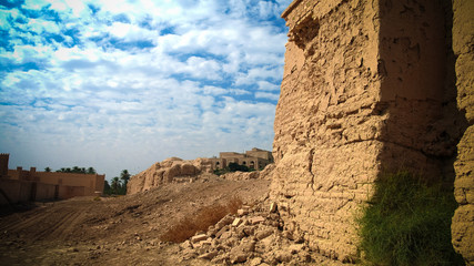 Panorama of partially restored Babylon ruins and Former Saddam Hussein Palace, Babylon, Hillah, Iraq - 147413119