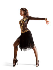 Woman in the active ballroom dance isolated