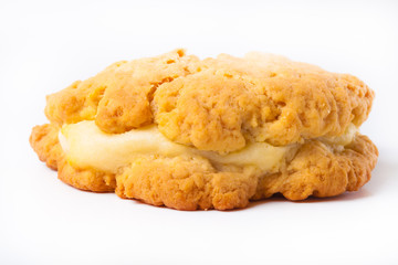 Cookies with cottage cheese - sochnik on a light background. Selective focus. Toned