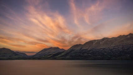 Fototapeta premium Colorful Sunrise over Lake Wakatipu