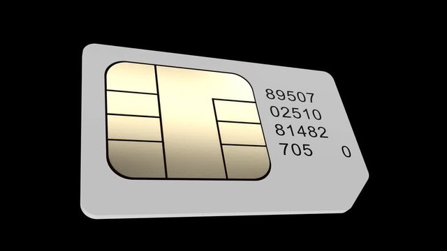 Sim card. Loop video. Sim card rotate. Loop. Alpha chanel