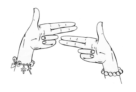 иллюстрация с изображением рук, жесты, пистолет