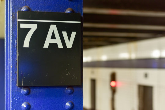 New York City - March 24, 2017: Seventh Avenue subway station in Manhattan, New York City.