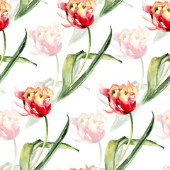 Panele Szklane Podświetlane  Wzór z kwiatami tulipanów