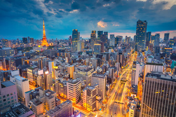Tôkyô. Image de paysage urbain de Tokyo, Japon pendant le coucher du soleil.