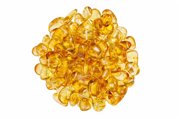 Yellow amber stones on a white background.