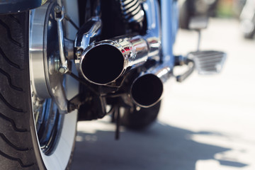 motorcycle rear exhaust pipes detail