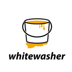 Vector sign,  bucket with paint. Whitewasher and DIY concept © puckillustrations