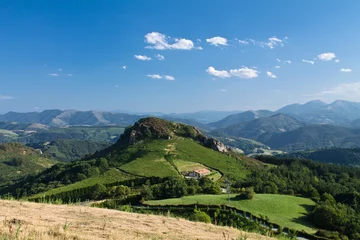  panoramic beautiful summer green valley hills in blue sky landscape background, basque country, france © Barbara C