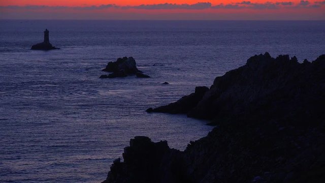 Sunset Lighthouse, Pointe du Raz, Finist&egrave;re, Brittany, France