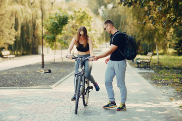 man and woman in park