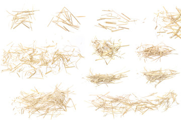 Piles from dry grass for graphic design isolated on white background. Graphic design concept from...