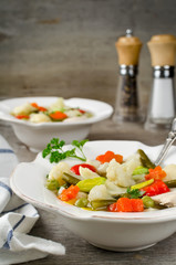 Soup on a chicken broth with vegetables