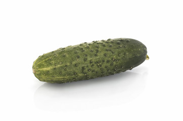 Green cucumber on a white background. Isolated