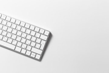 Office table with keyboard Isolated on white background