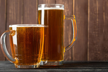 beer glass on a wooden background