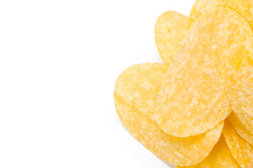 yellow potato chips isolated on white