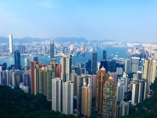 Fototapeta na wymiar View of the Hong Kong Skyline from the Peak