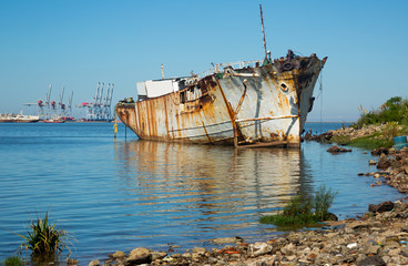 Old destroyed part of Montevideo port zone