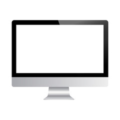 Responsive computer screen mockup. Monitor with blank screen isolated on white background. Vector illustration