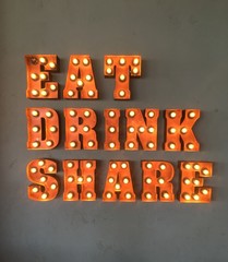 Eat and Drink neon sign for cafes and restaurants