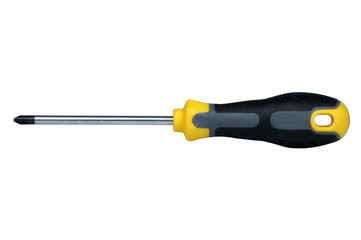 Phillips screwdriver with chrome-vanadium blade on white background, isolated with clipping path