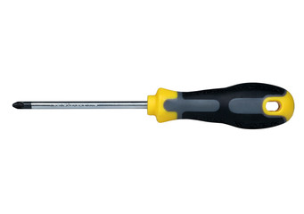 Pozidriv screwdriver with chrome-vanadium blade on white background, isolated with clipping path