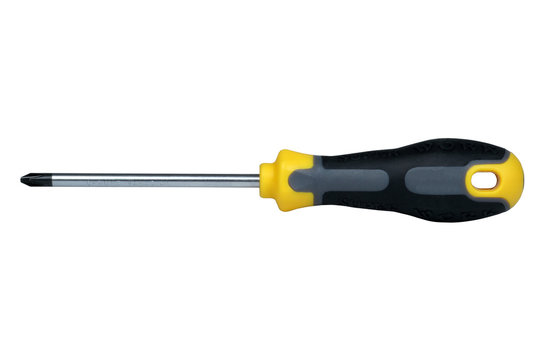 Phillips screwdriver with chrome-vanadium blade on white background, isolated with clipping path