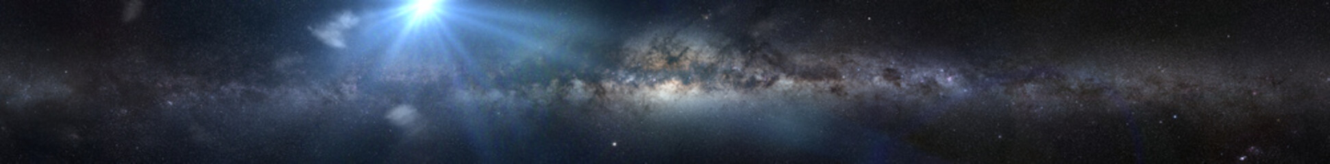 bright star in front the Milky Way galaxy - obrazy, fototapety, plakaty