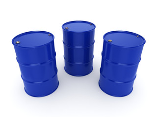 3D rendering blue barrels