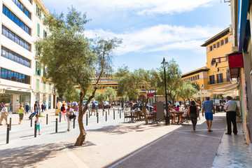 Plaza de L Olivar in Palma de Mallorca, Spain.