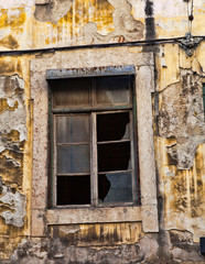Fototapeta na wymiar Lisbon old facade, detail of an old street portugal