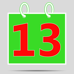vector image template calendar. The number thirteen