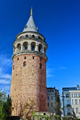 Fototapeta na wymiar Galata Tower in the Galata quarter of Istanbul, Turkey