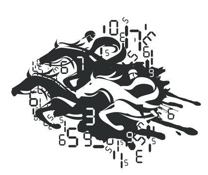 
Horse Racing and Betting.
Illustration of horse racing with digital numbers. Vector available.