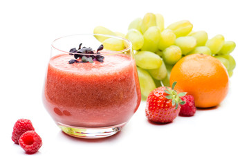 Fresh fruit smoothies with ingredients