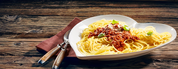 Traditional Italian spaghetti with parmesan