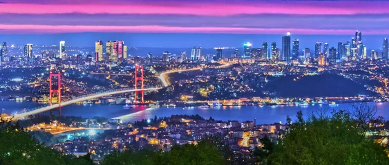 Papier Peint photo la Turquie Vue panoramique d& 39 Istanbul avec le pont du Bosphore