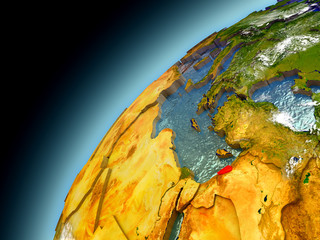 Lebanon from orbit of model Earth